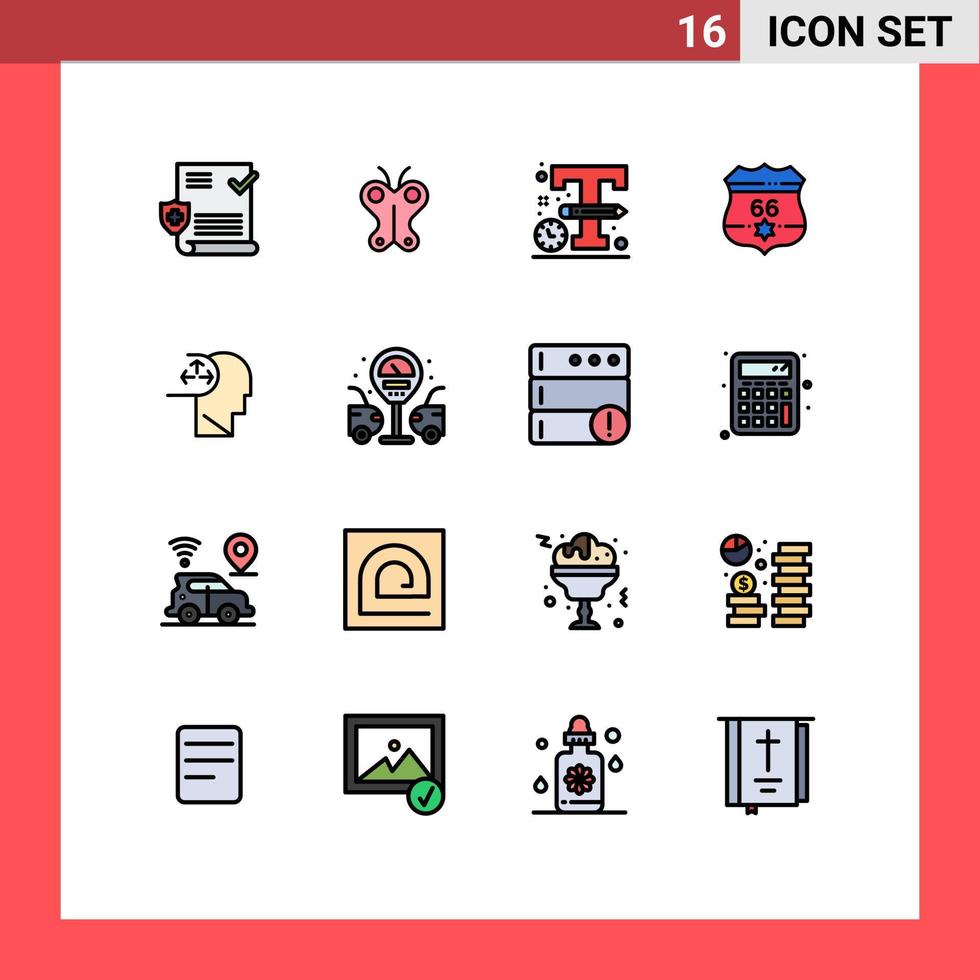 mobil gränssnitt platt Färg fylld linje uppsättning av 16 piktogram av oordning säkerhet design USA amerikan redigerbar kreativ vektor design element