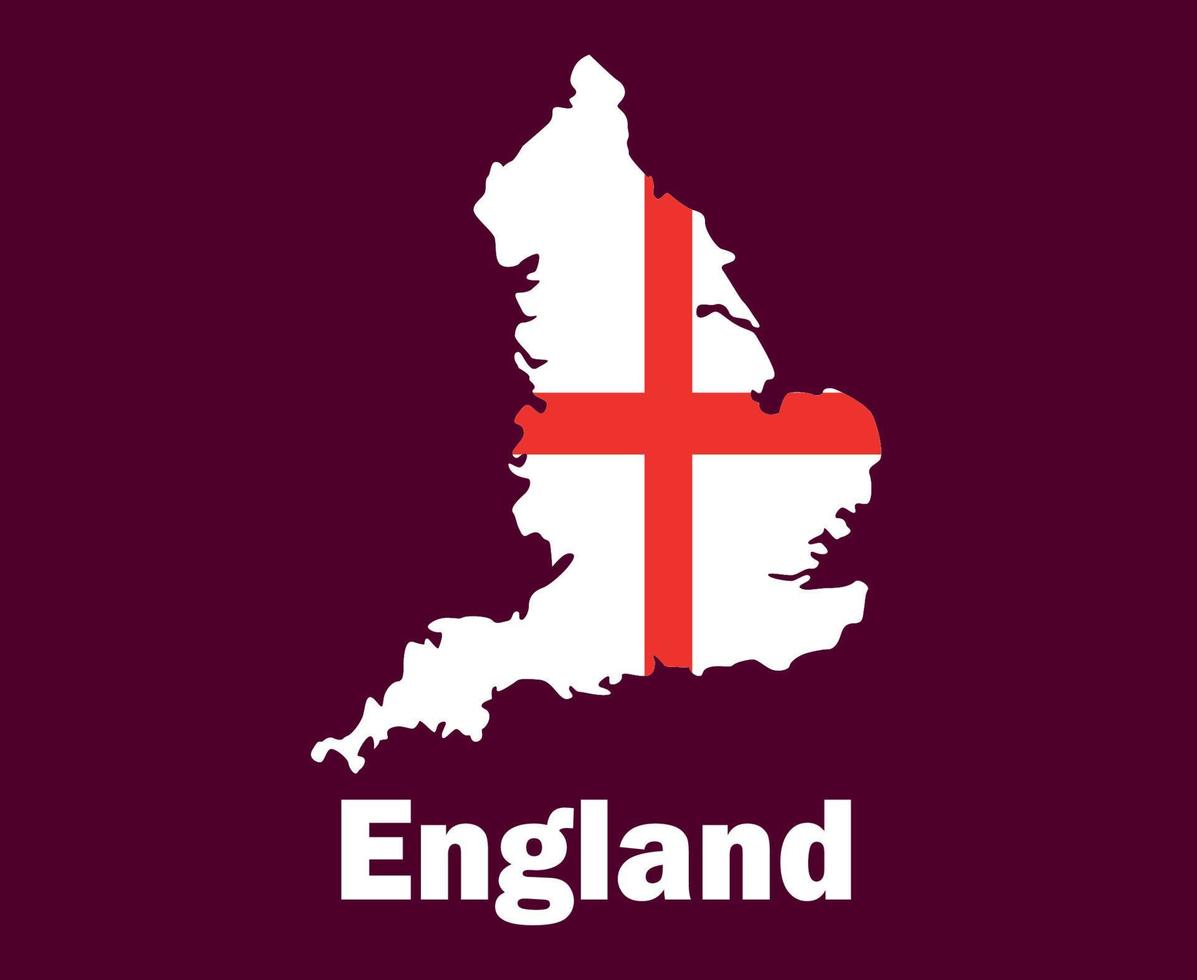 England Karta flagga med namn symbol design Europa fotboll slutlig vektor europeisk länder fotboll lag illustration