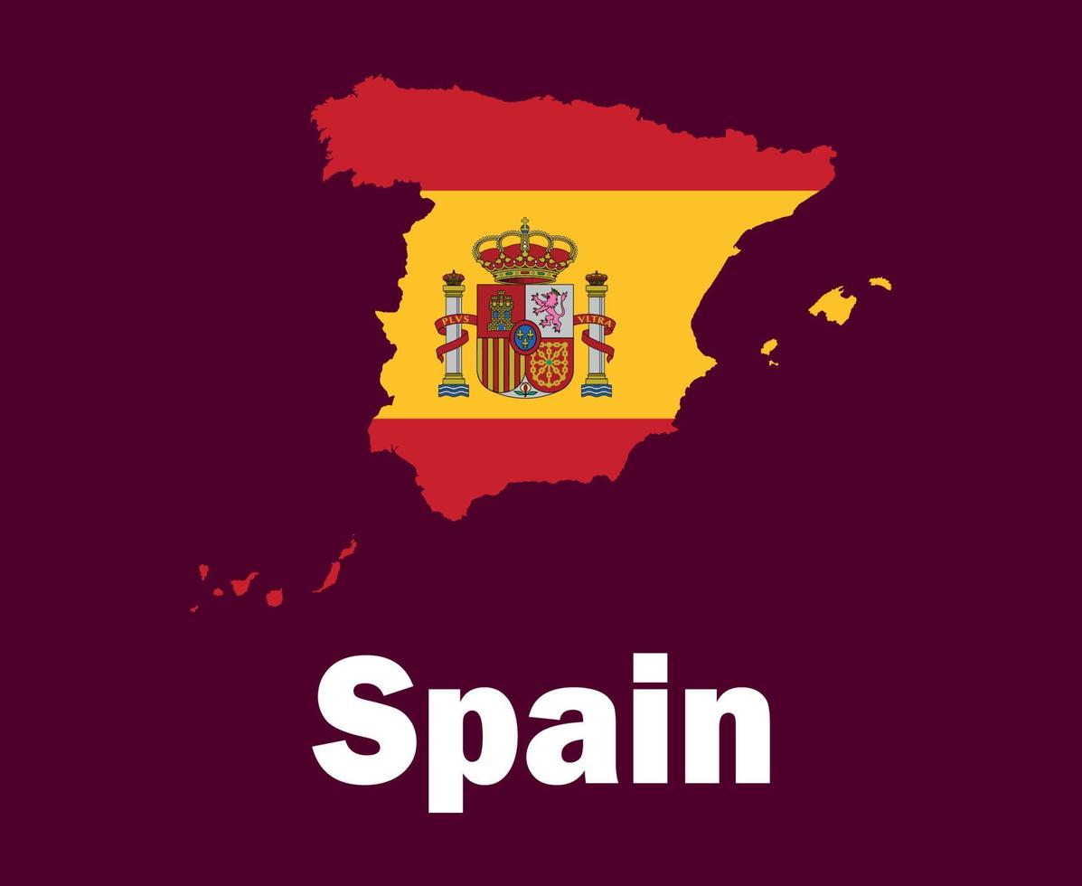 Spanien Karta flagga med namn symbol design Europa fotboll slutlig vektor europeisk länder fotboll lag illustration