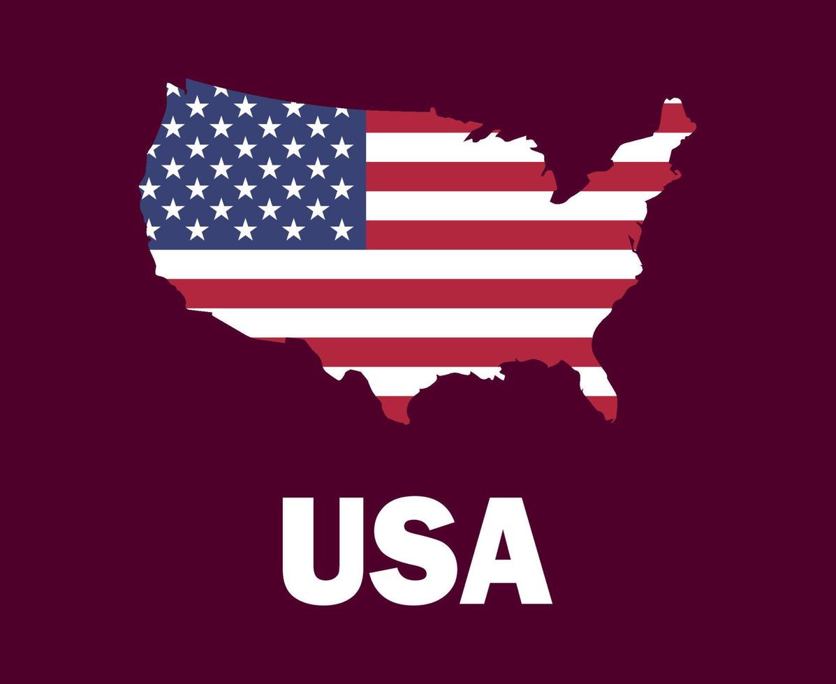 förenad stater Karta flagga med namn symbol design norr Amerika fotboll slutlig vektor norr amerikan länder fotboll lag illustration