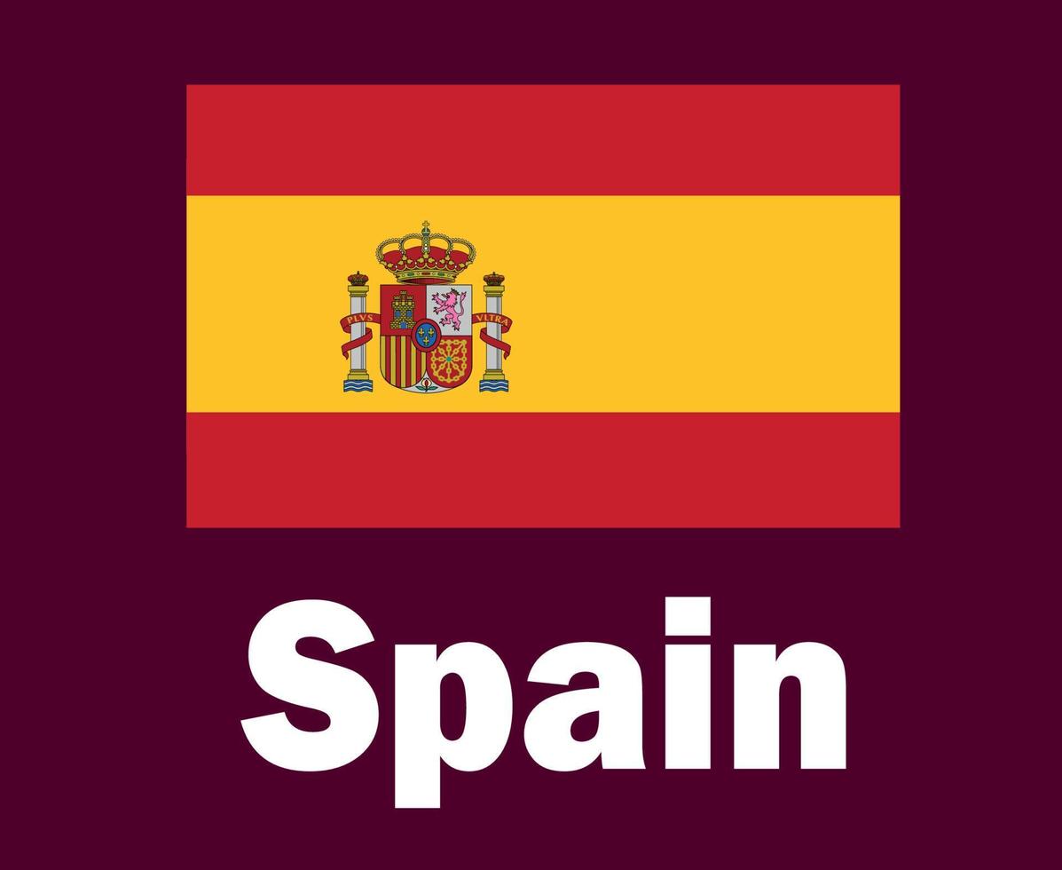 Spanien flagga emblem med namn symbol design Europa fotboll slutlig vektor europeisk länder fotboll lag illustration