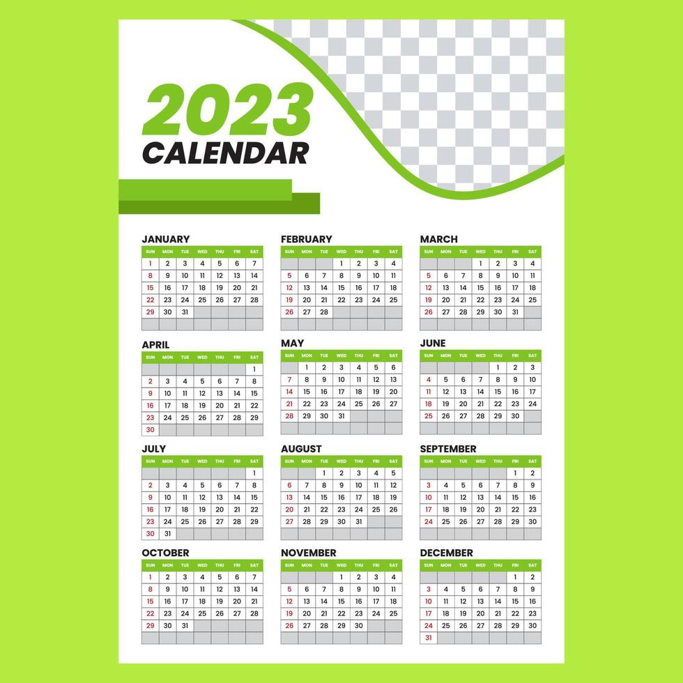 2023 kalender porträtt mall design med modern stil vektor