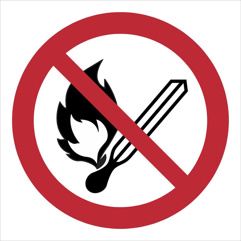 iso 7010 registrerad säkerhet tecken - förbud - Nej öppen flamma brand öppen tändning källa och rökning förbjuden vektor