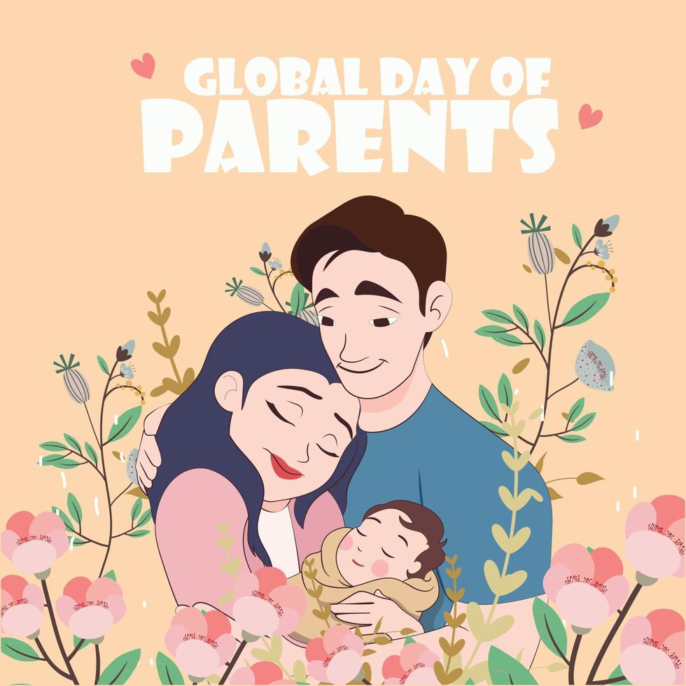 Lycklig global föräldrar dag. vektor design på gul bakgrund, i vektor formatera. vektor illustration för en global dag av föräldrar.