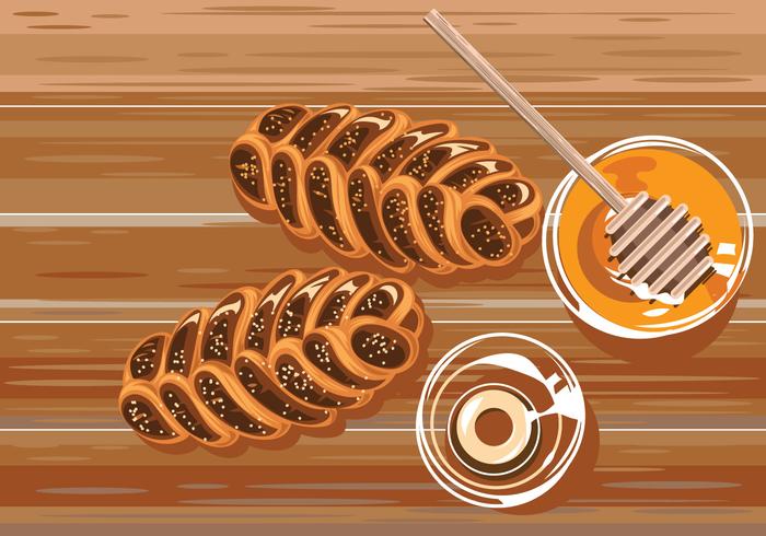 Rosh Hashana oder Challa mit süßem Honig vektor