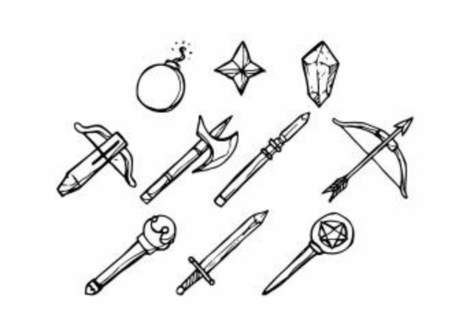 Gratis Sketch Games Vapen Icon Vector