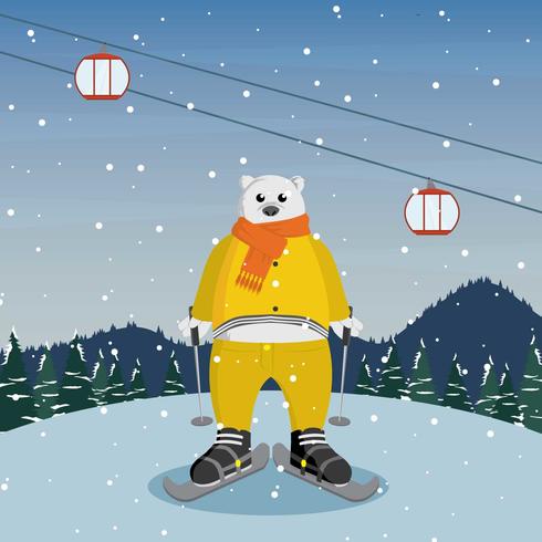 Freier Bär-Charakter mit Schneeschuhen Illustration vektor