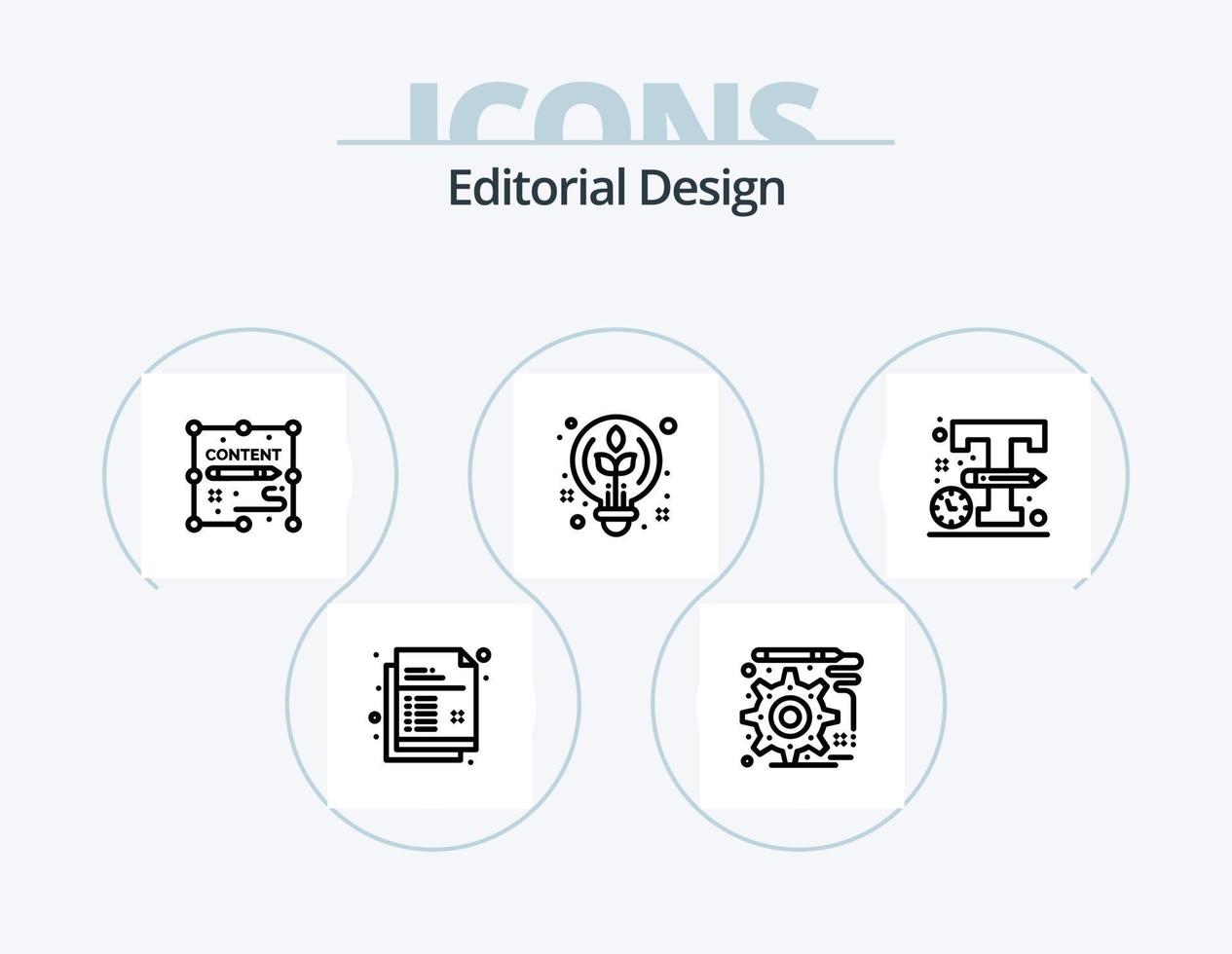 Editorial Design Line Icon Pack 5 Icon-Design. Bleistift. Zeichnung. Duplikat. Design. planen vektor