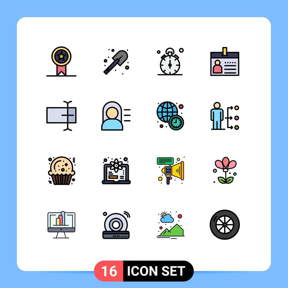 Stock Vector Icon Pack mit 16 Zeilenzeichen und Symbolen für Cursor-ID-Stopp-Dokument-Abzeichen editierbare kreative Vektordesign-Elemente