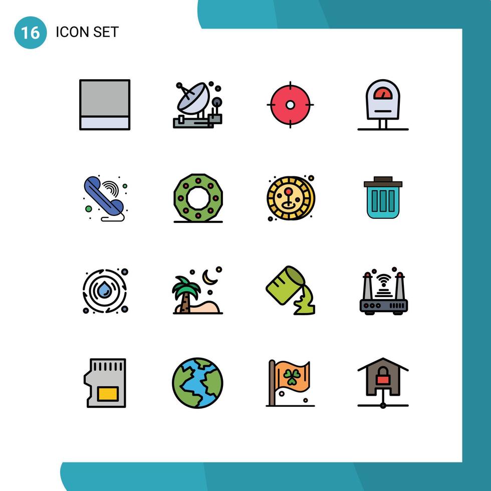 modern uppsättning av 16 platt Färg fylld rader pictograph av wiFi kommunikation mål ring upp meter redigerbar kreativ vektor design element