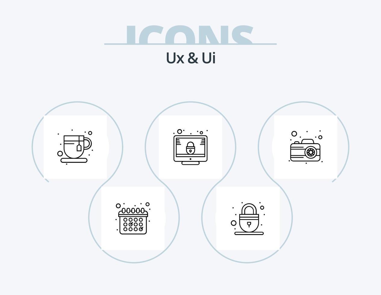 UX- und UI-Line-Icon-Pack 5-Icon-Design. Herz. Lieblings. Seite. Klang. Klang vektor