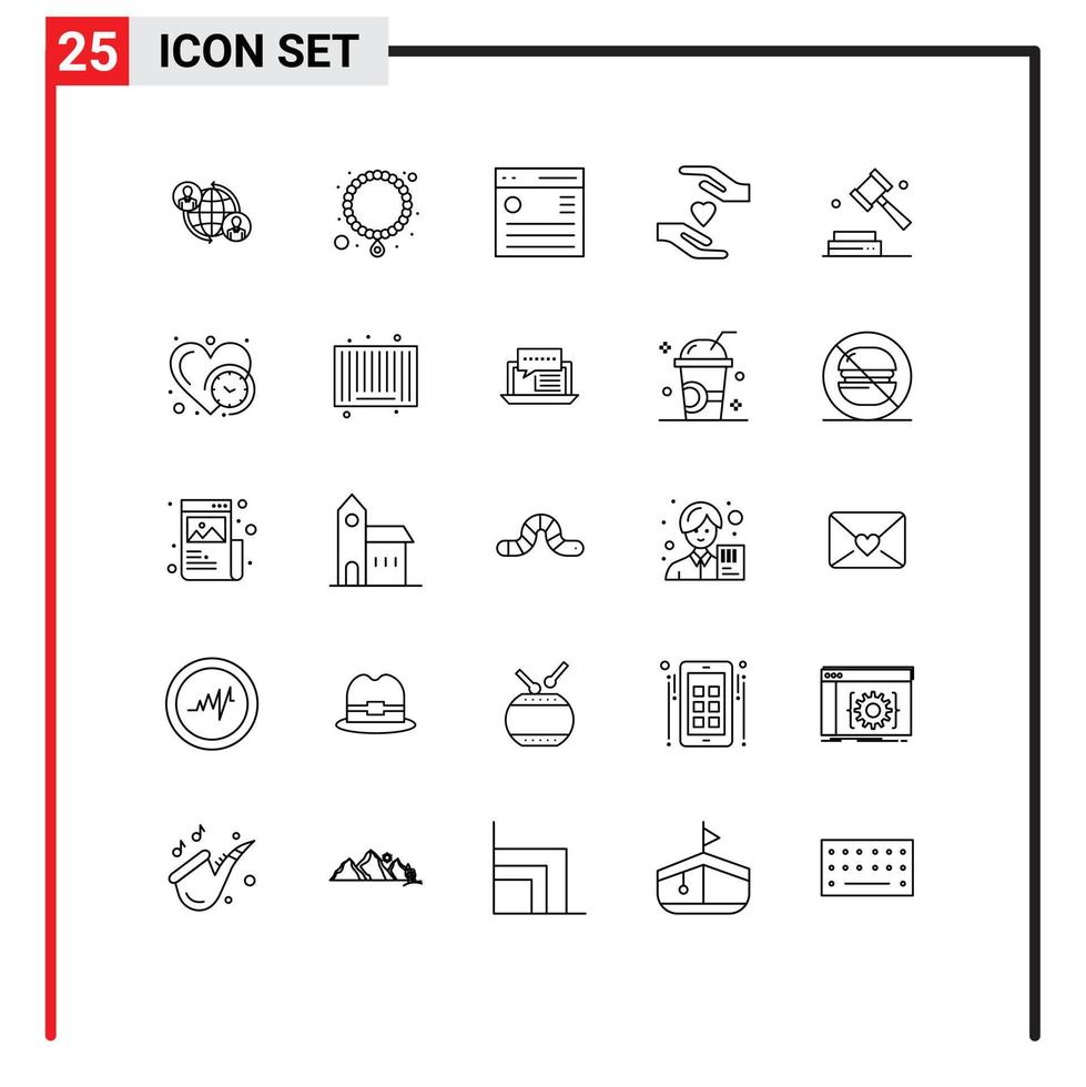 modern uppsättning av 25 rader pictograph av upphovsrätt kärlek kommunikation händer användare redigerbar vektor design element