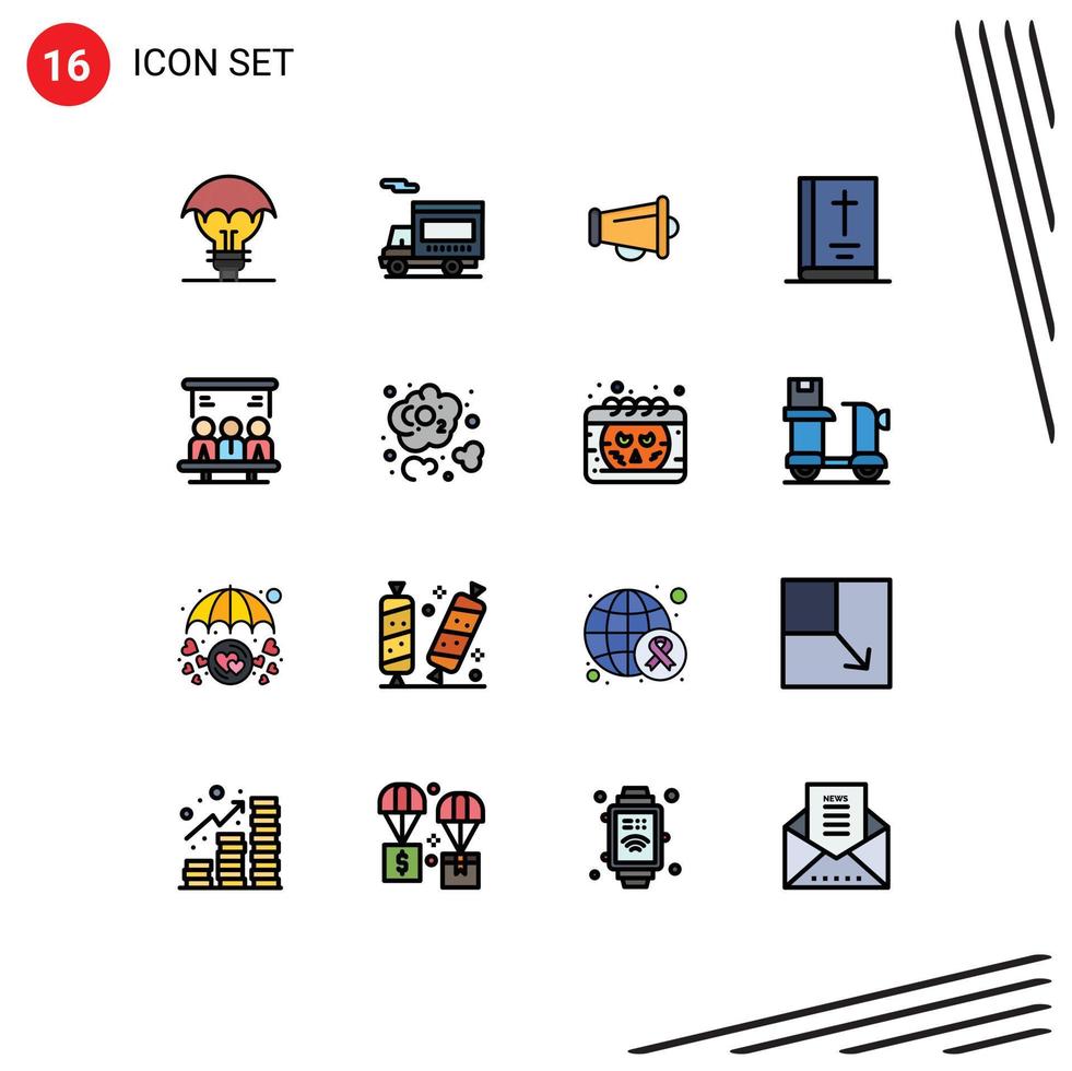 16 kreativ ikoner modern tecken och symboler av projekt notera fordon bok högtalare redigerbar kreativ vektor design element