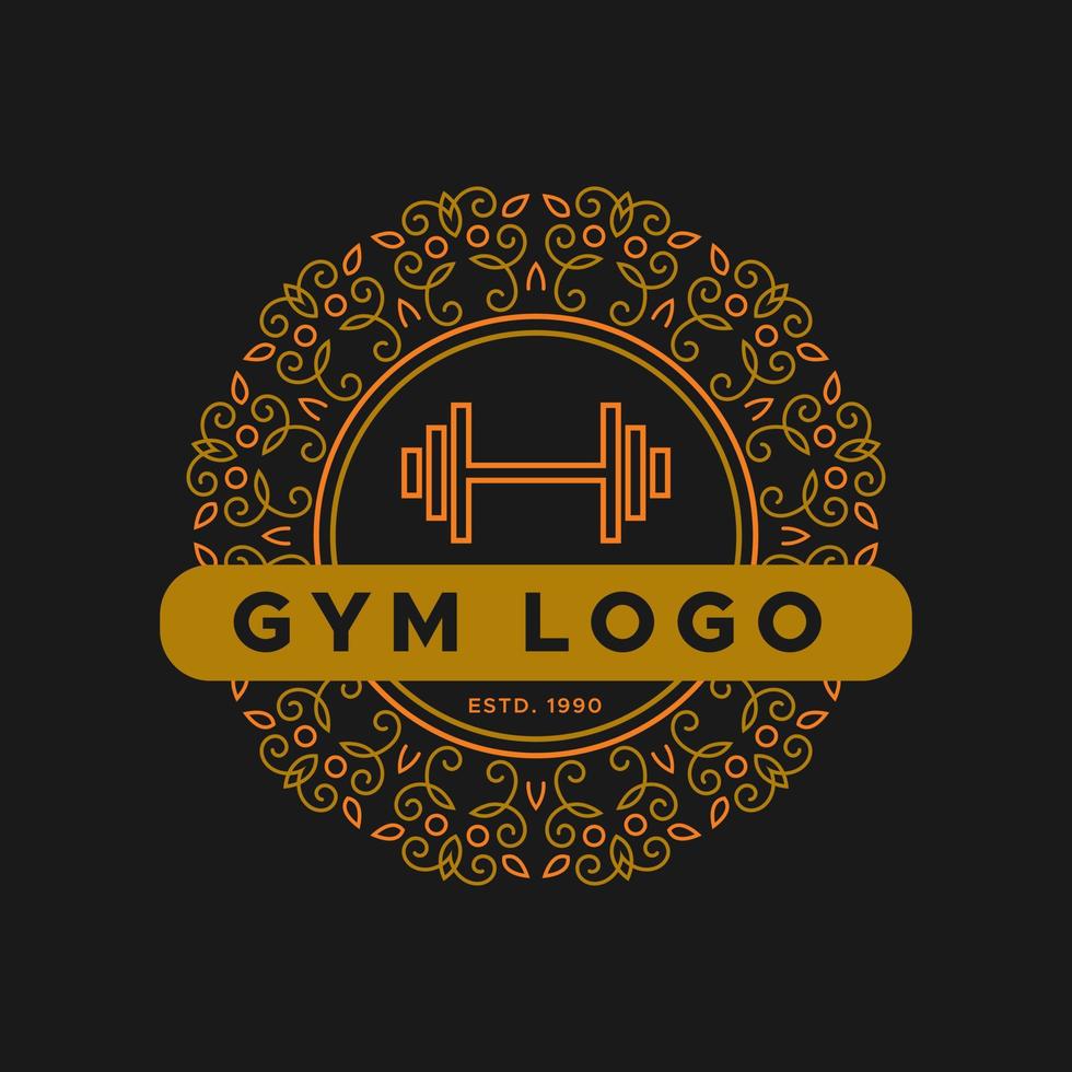 Gym prydnad logotype.vintage kondition logotyper. cirkel form. retro stil logotyp mall. vektor