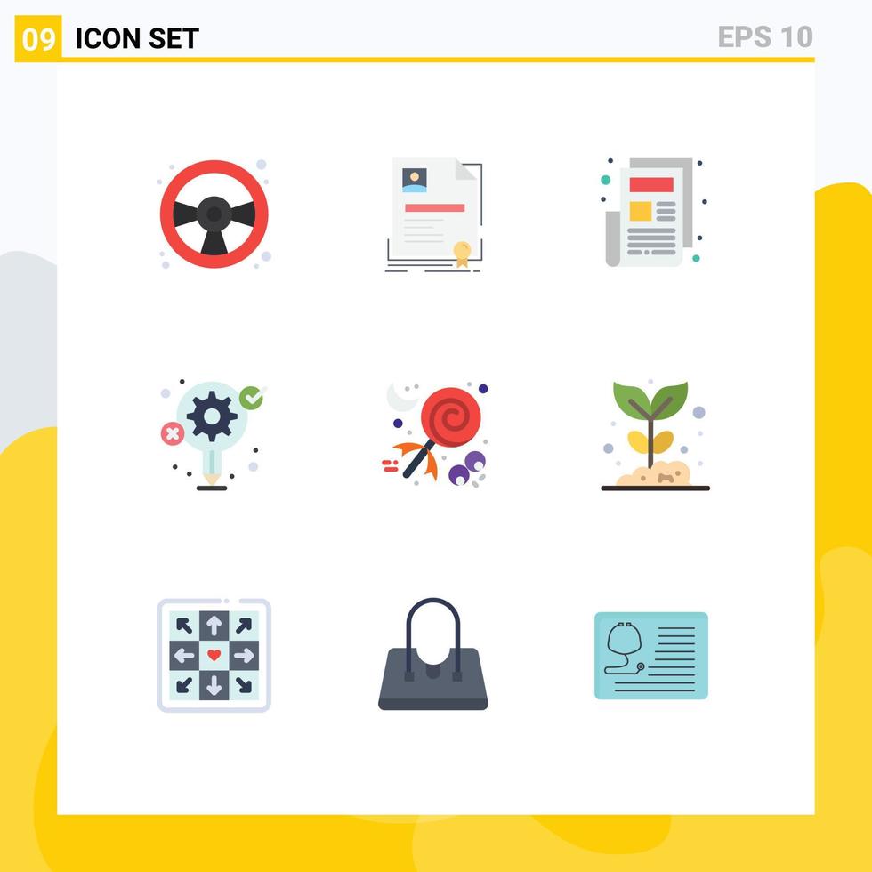 satz von 9 modernen ui symbolen symbole zeichen für feierprozess zertifikat kreative idee editierbare vektordesignelemente vektor