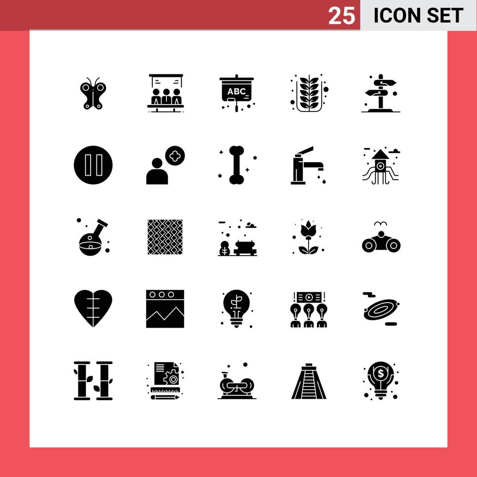 uppsättning av 25 modern ui ikoner symboler tecken för riktning träd projektor natur falla redigerbar vektor design element