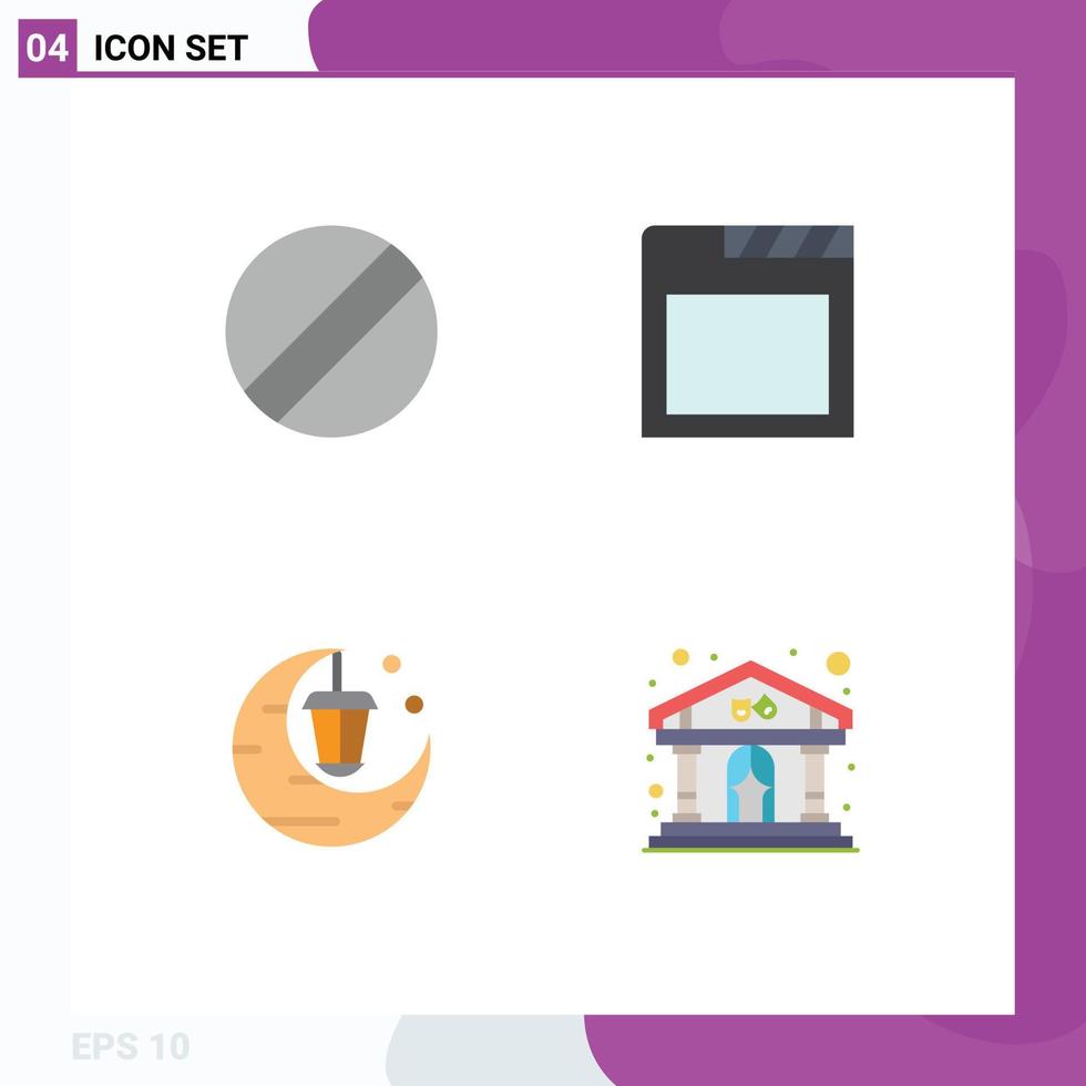 piktogram uppsättning av 4 enkel platt ikoner av blad spela browser firande teater redigerbar vektor design element