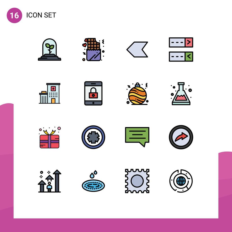modern uppsättning av 16 platt Färg fylld rader pictograph av kryptering klinik pekare byggnad skydda redigerbar kreativ vektor design element