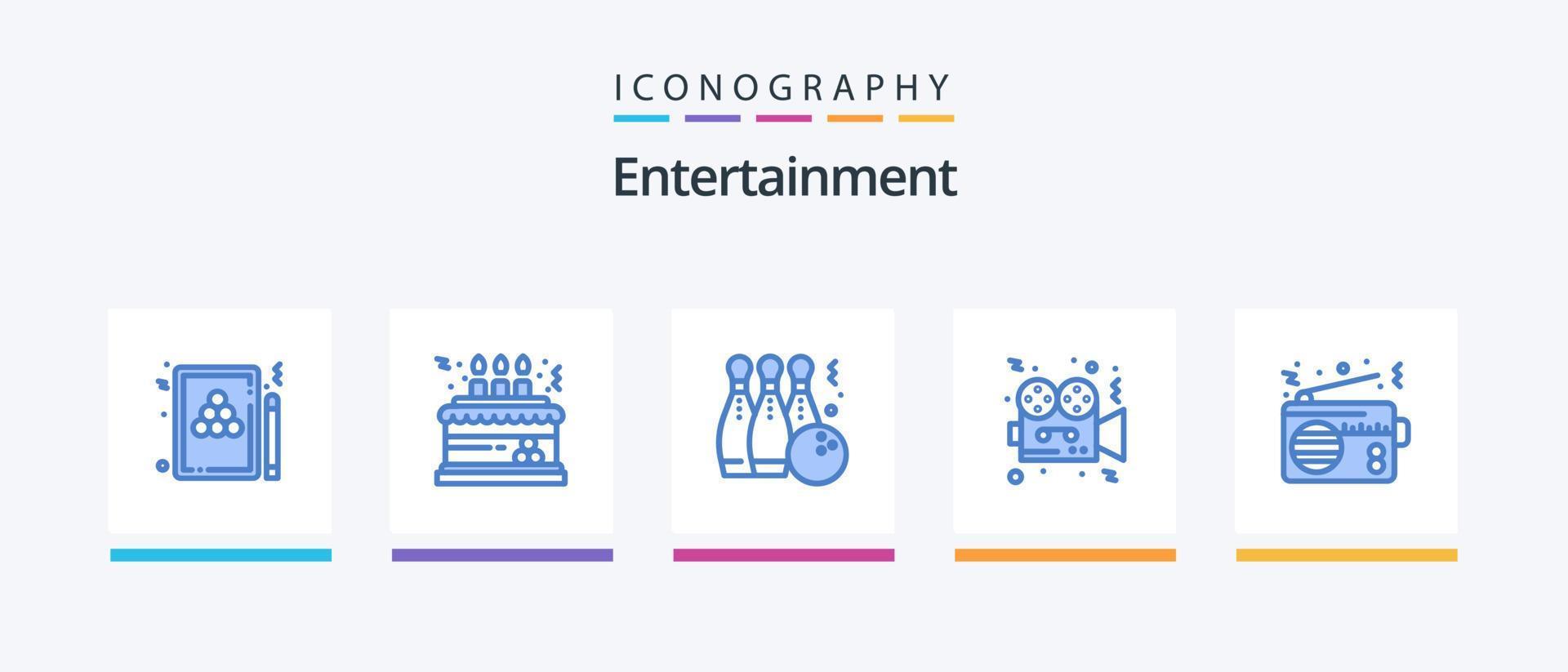 Entertainment Blue 5 Icon Pack inklusive Video. Film. Dekoration. abspielen. Ball. kreatives Symboldesign vektor