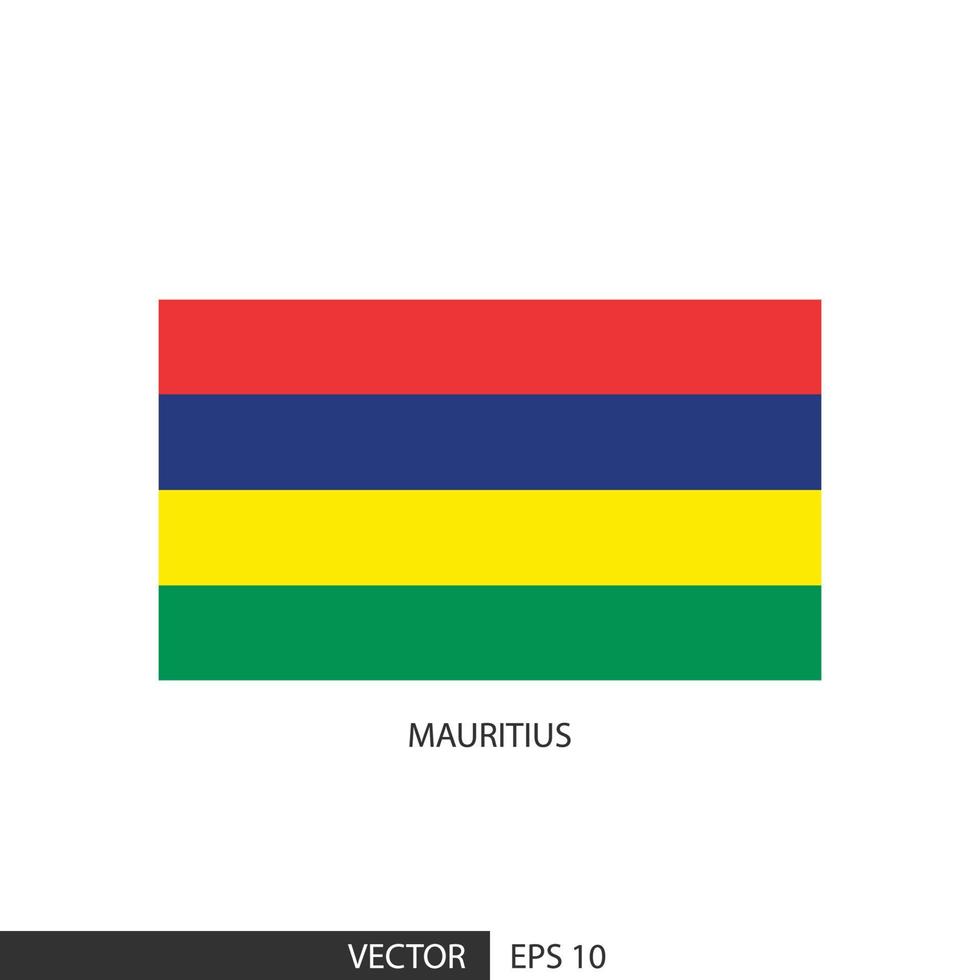 mauritius-quadratische flagge auf weißem hintergrund und angeben ist vektor eps10.