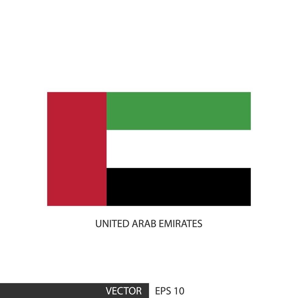 vereinigte arabische emirate quadratische flagge auf weißem hintergrund und angeben ist vektor eps10.