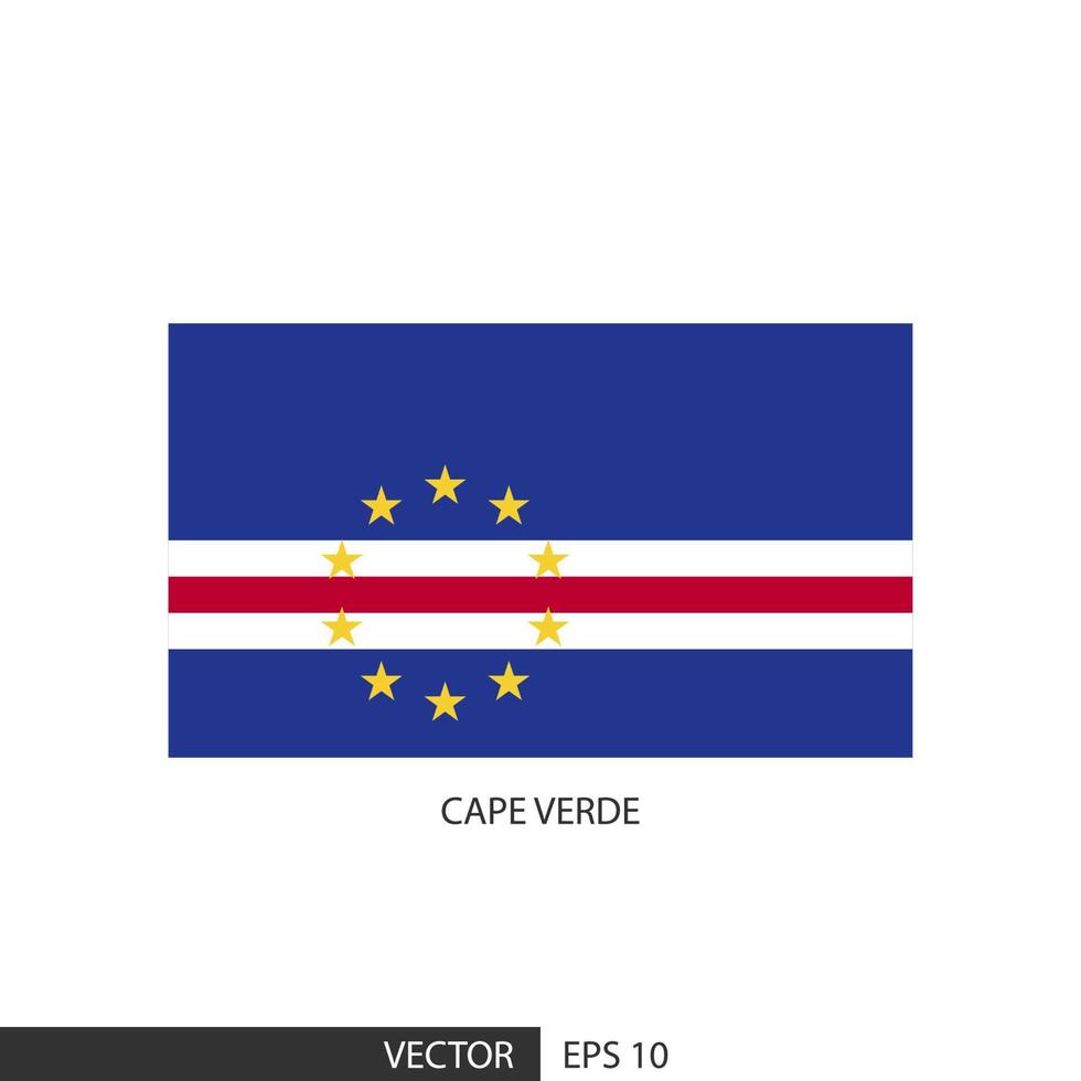 cape verde fyrkant flagga på vit bakgrund och specificera är vektor eps10.