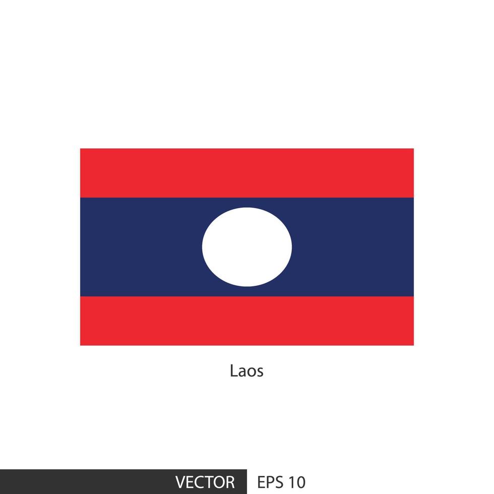 laos-quadratische flagge auf weißem hintergrund und angeben ist vektor eps10.