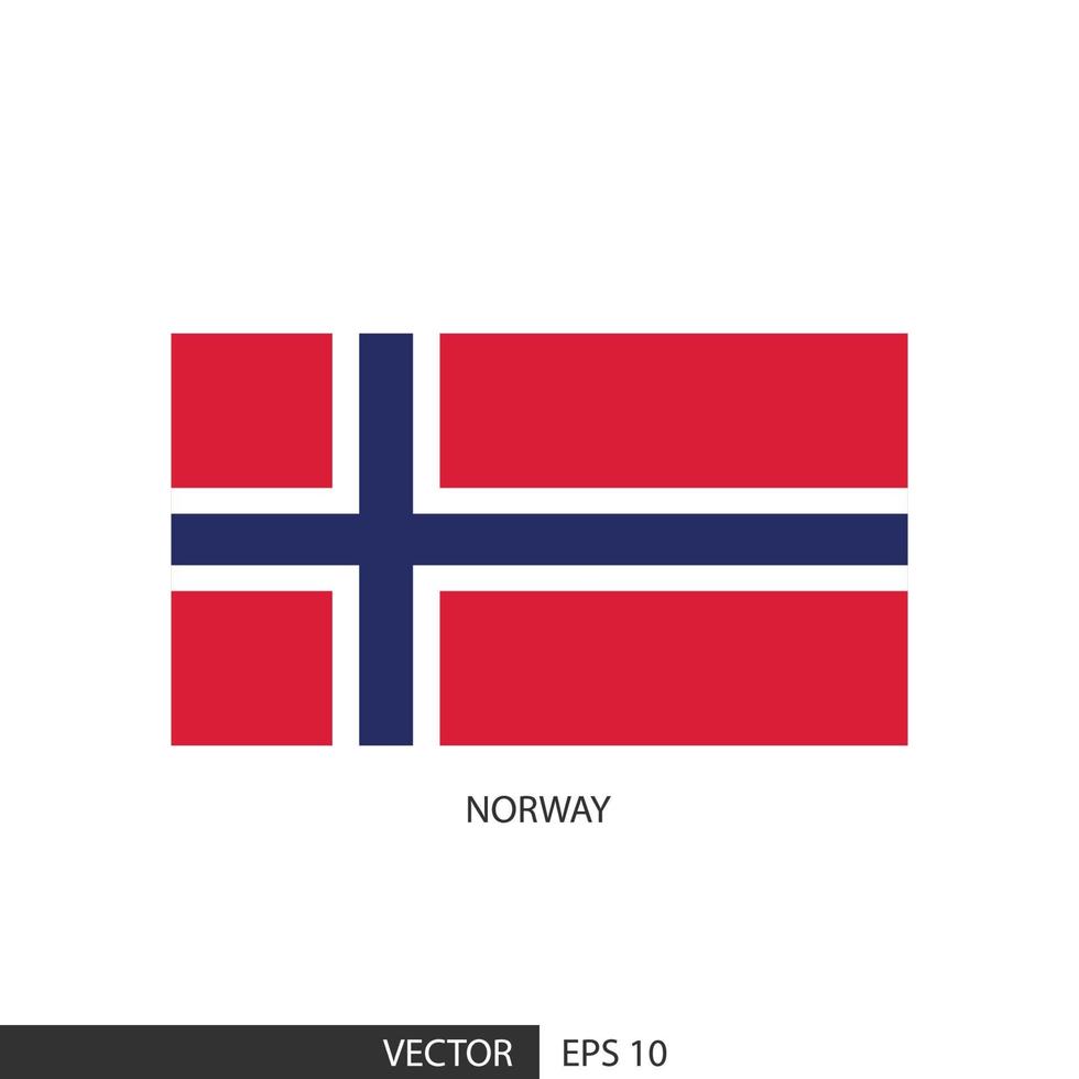 Norwegen quadratische Flagge auf weißem Hintergrund und angeben ist Vektor eps10.