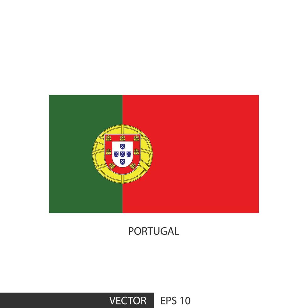 Portugal quadratische Flagge auf weißem Hintergrund und angeben ist Vektor eps10.