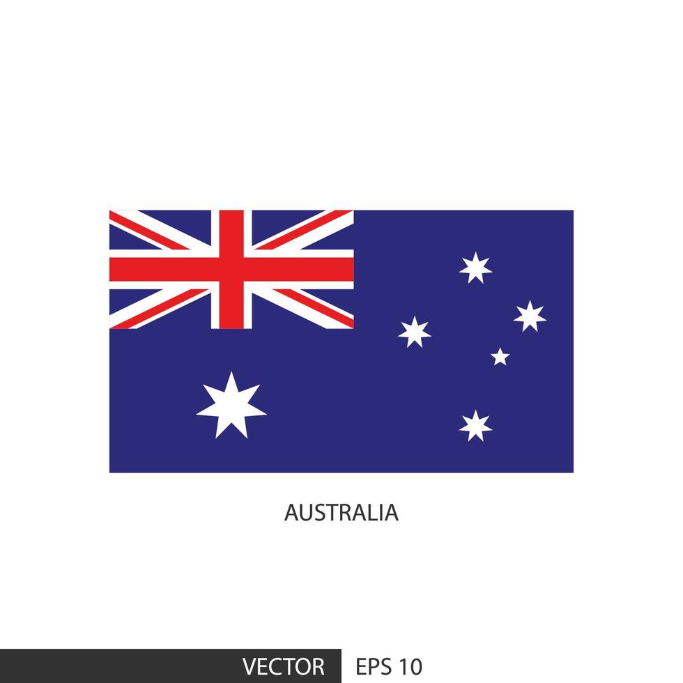 australien-quadratische flagge auf weißem hintergrund und angeben ist vektor eps10.