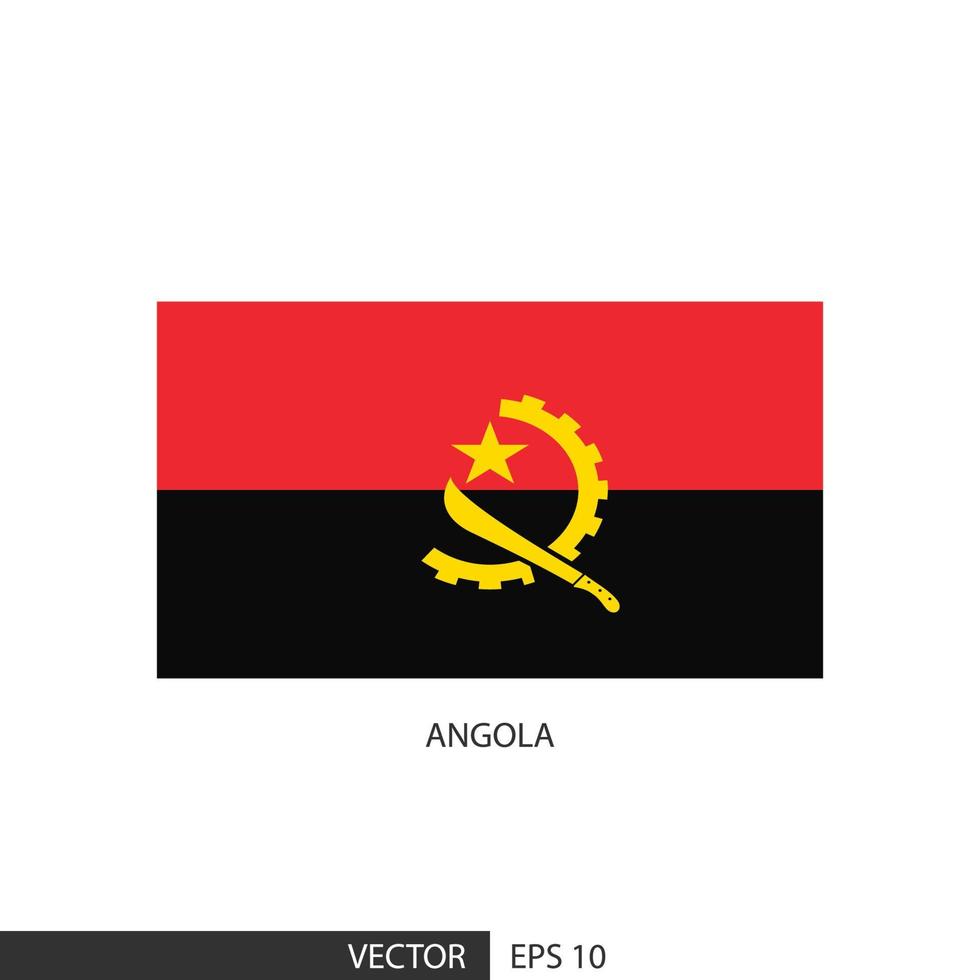 Angola quadratische Flagge auf weißem Hintergrund und angeben, ist Vektor eps10.