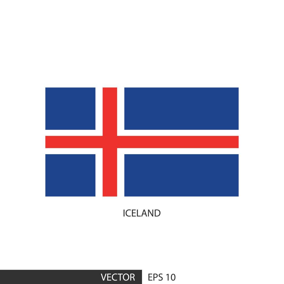 Island quadratische Flagge auf weißem Hintergrund und angeben ist Vektor eps10.