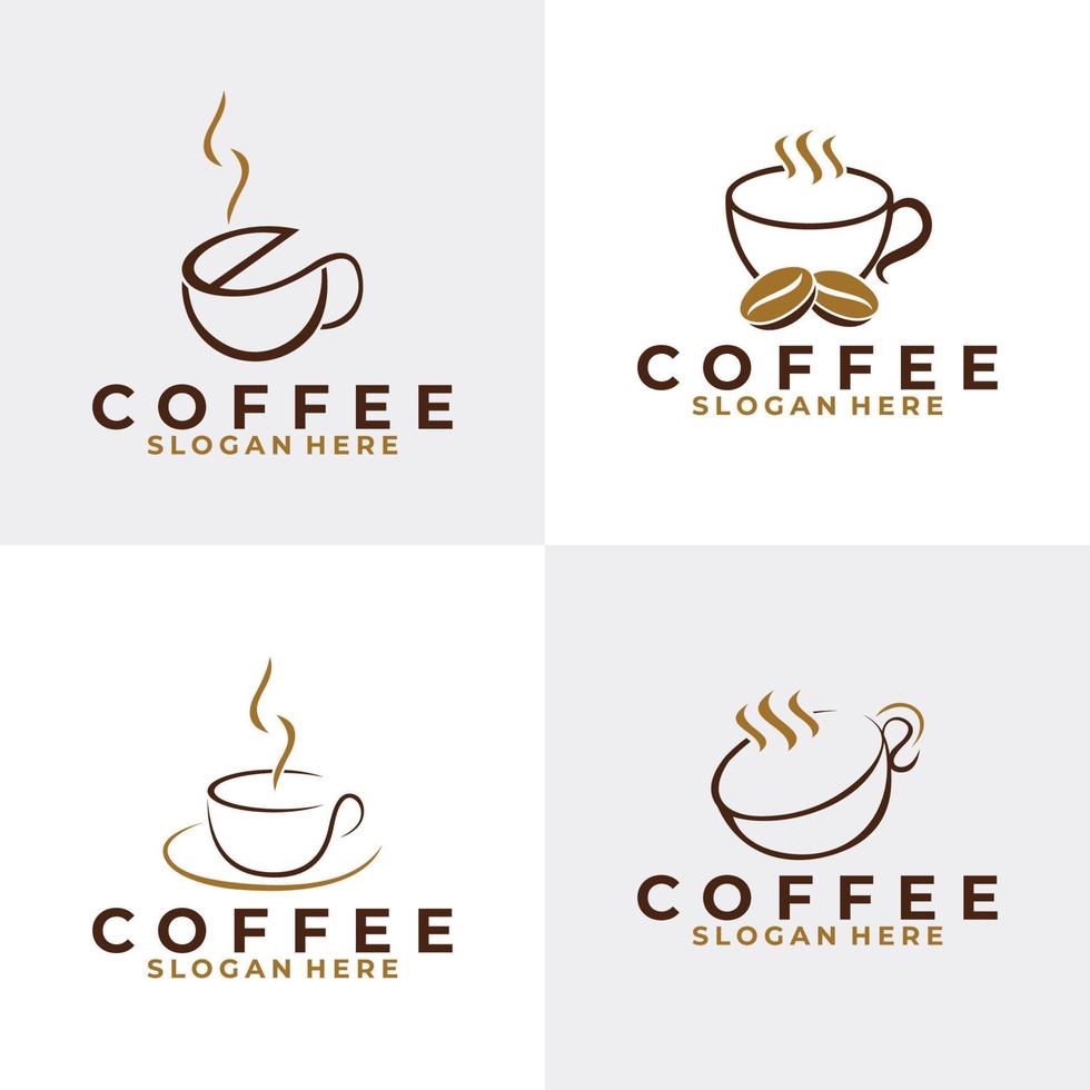 kaffe uppsättning logotyp ikon vektor isolerat