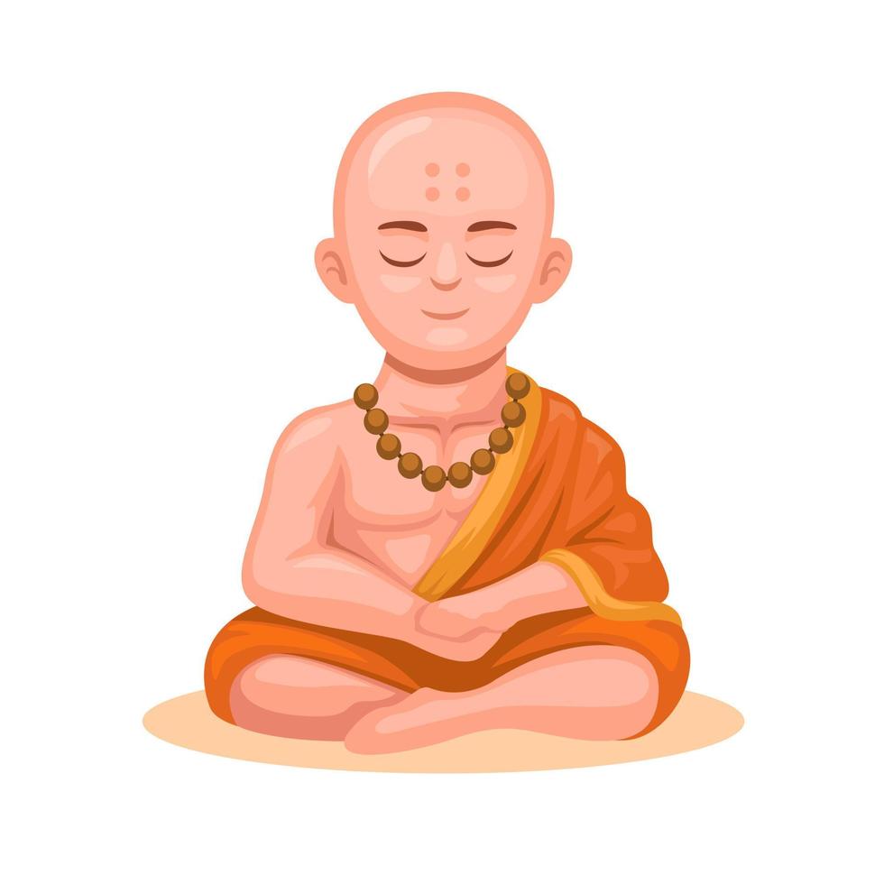 munk karaktär buddist religion människor tecknad serie illustration vektor