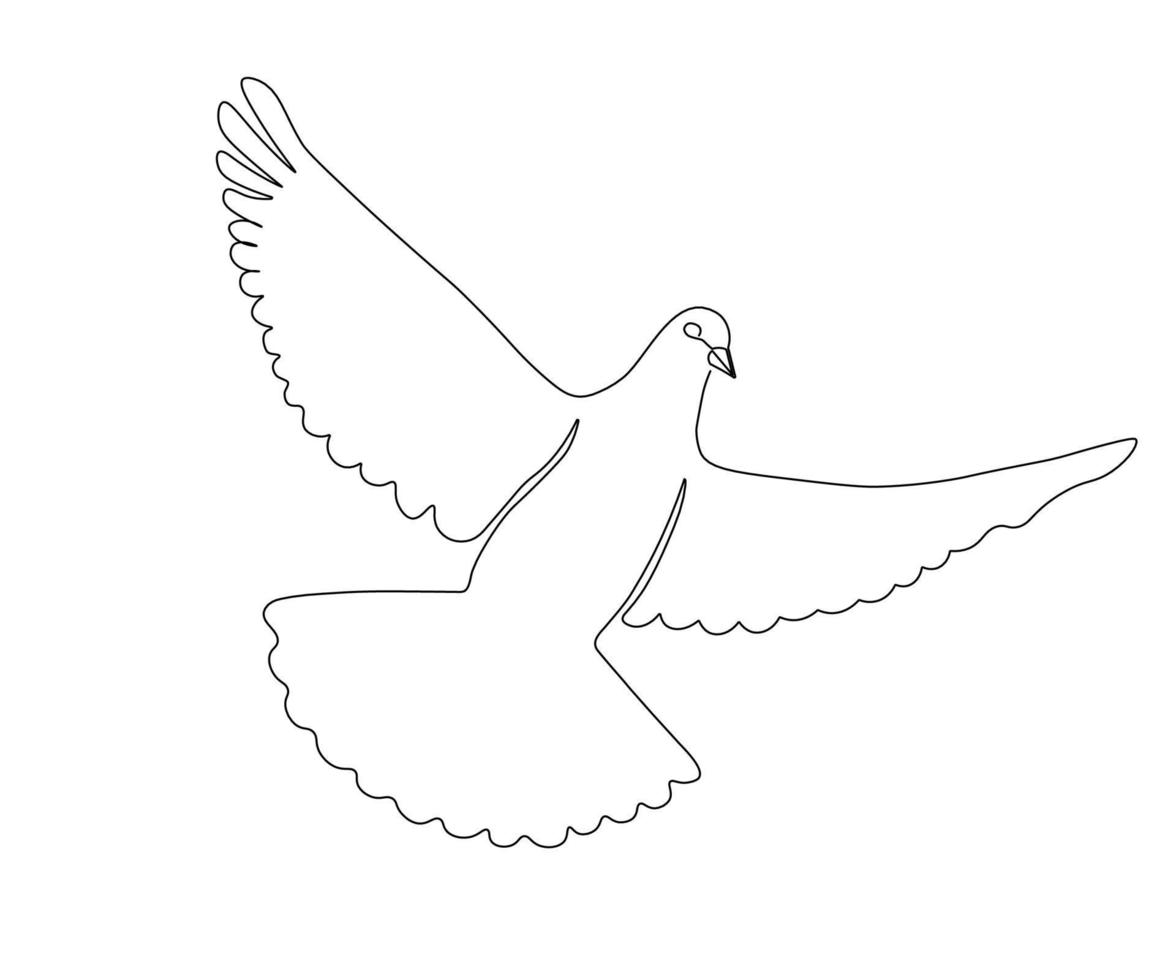 fliegende weiße Taube, Symbol des Friedens, handgezeichnet, durchgehende Monolinie, einzeilige Kunst vektor