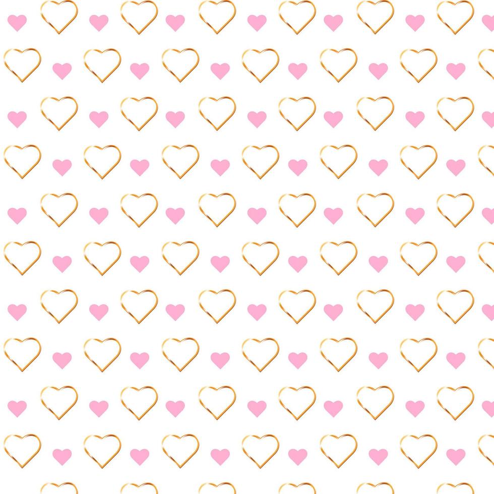 guld och rosa hjärtan patern isolerat på vit bakgrund. valentine dag symbol. bra för valentine och mors dag kort, bröllop inbjudningar, fest posters och flygblad vektor