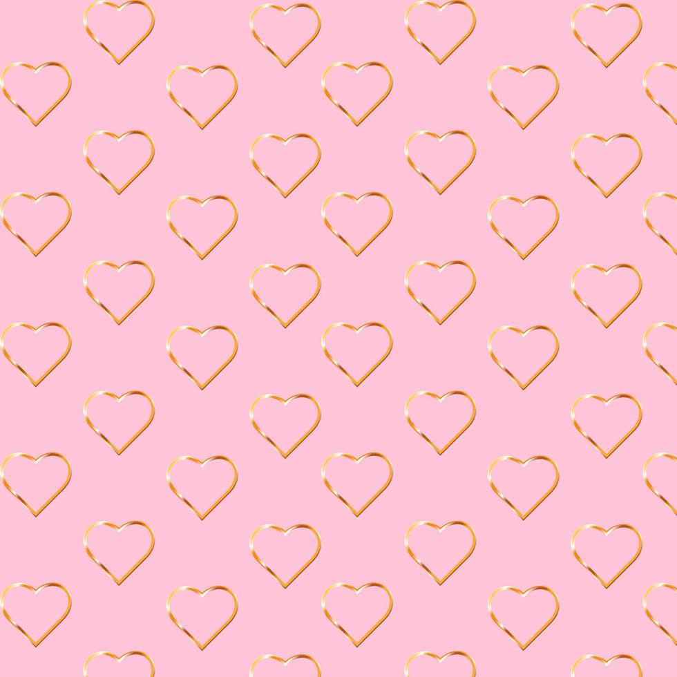 goldenes herzpaternzeichen funkelt isoliert auf rosa hintergrund. Valentinstag-Symbol. Ideal für Valentins- und Muttertagskarten, Hochzeitseinladungen, Partyplakate und Flyer vektor