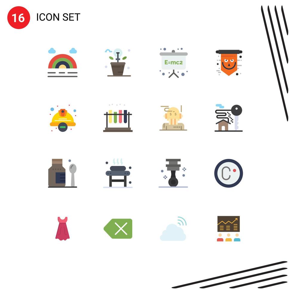 16 flaches Farbpaket der Benutzeroberfläche mit modernen Zeichen und Symbolen der beängstigenden Flagge der Kappenschädelplatte, editierbares Paket kreativer Vektordesignelemente vektor