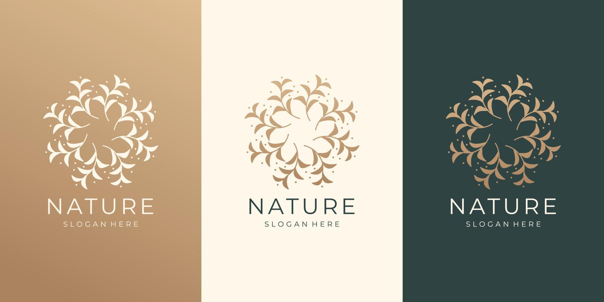abstrakt lyx natur blommig design.ornament cirkulär logotyp uppsättning med gyllene Färg modern inspiration vektor