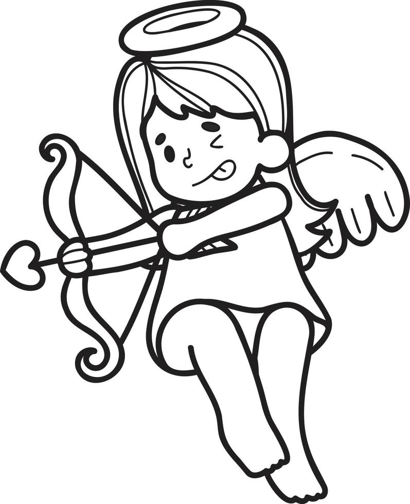 hand dragen cupid är skytte ett pil illustration vektor