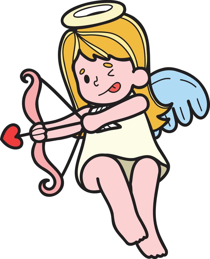 hand dragen cupid är skytte ett pil illustration vektor