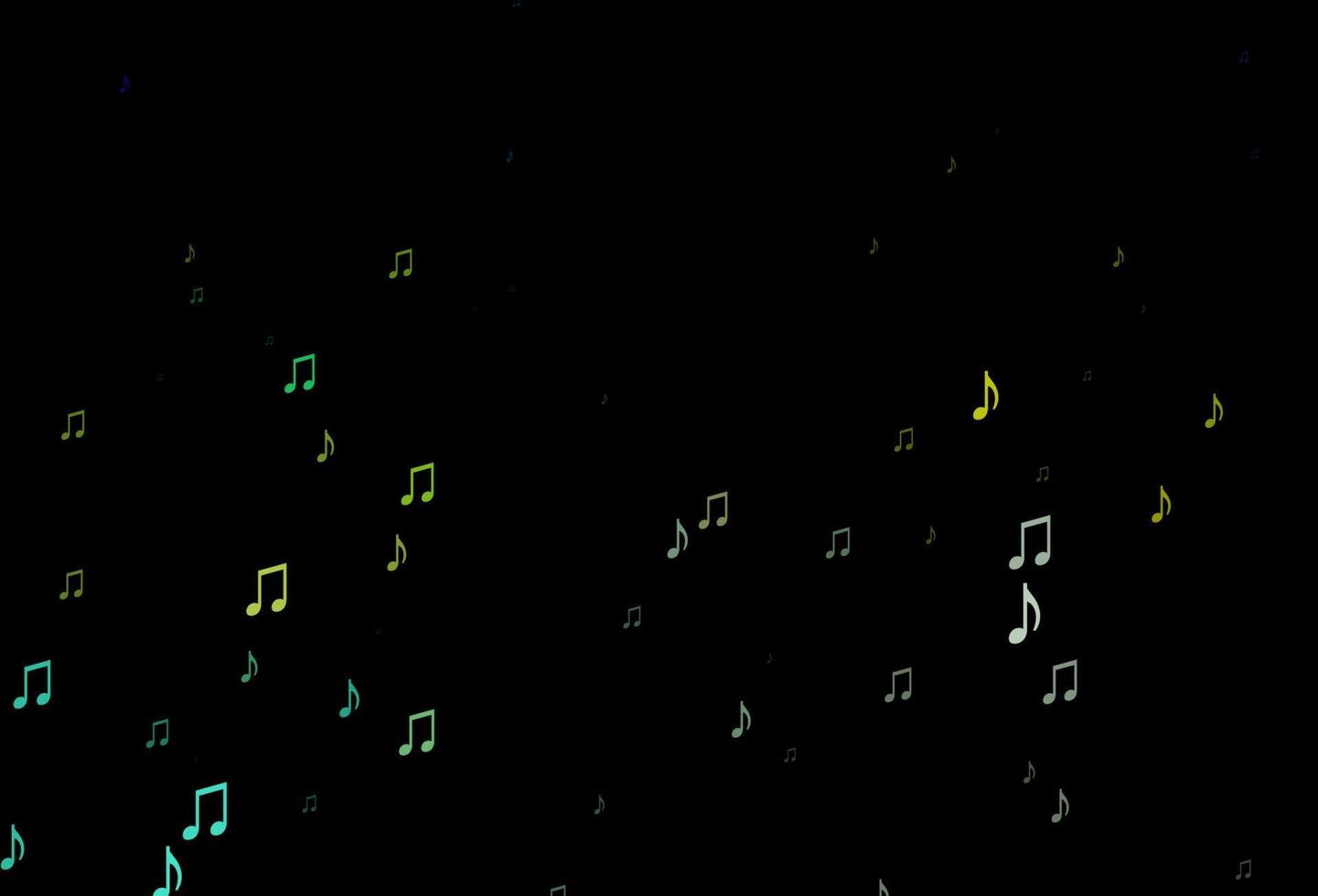dunkelblaue, gelbe Vektorvorlage mit musikalischen Symbolen. vektor