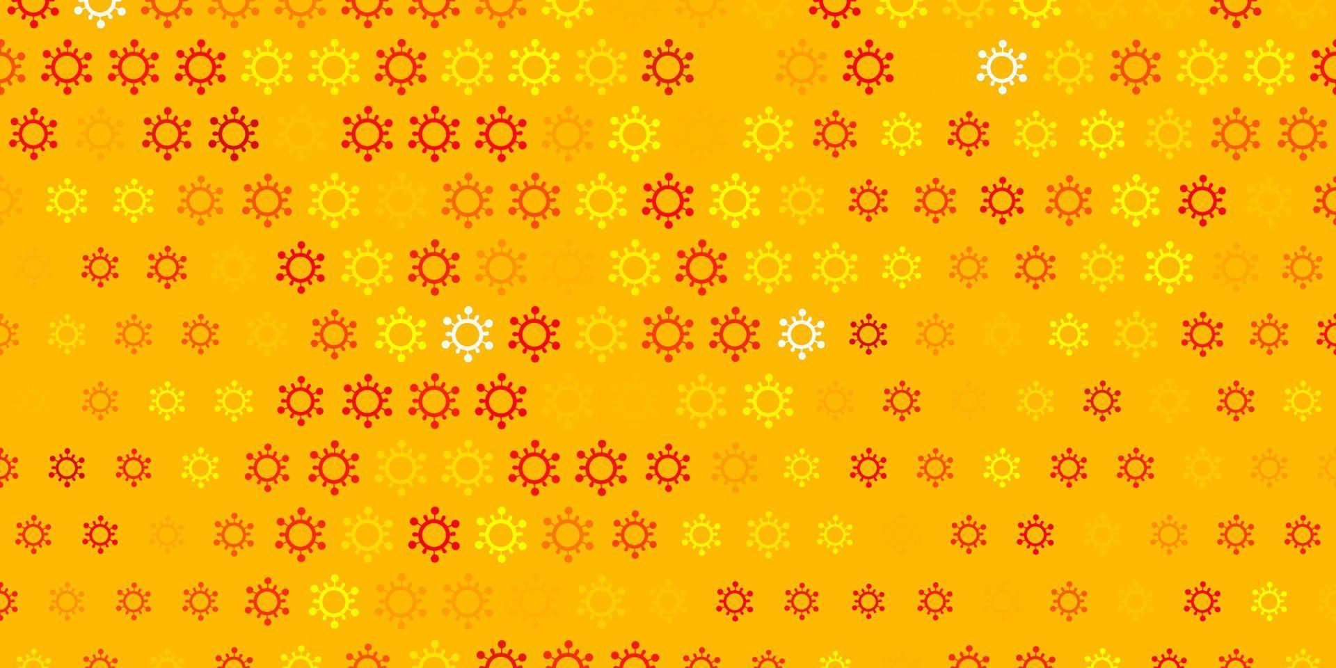 ljus orange vektor bakgrund med covid-19 symboler.