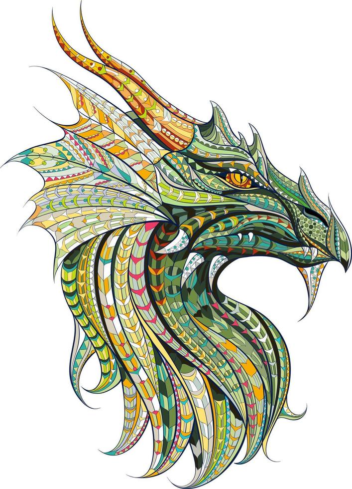 Drache ethnisch. hand gezeichnete dekorative vektorillustration. Farbe vektor