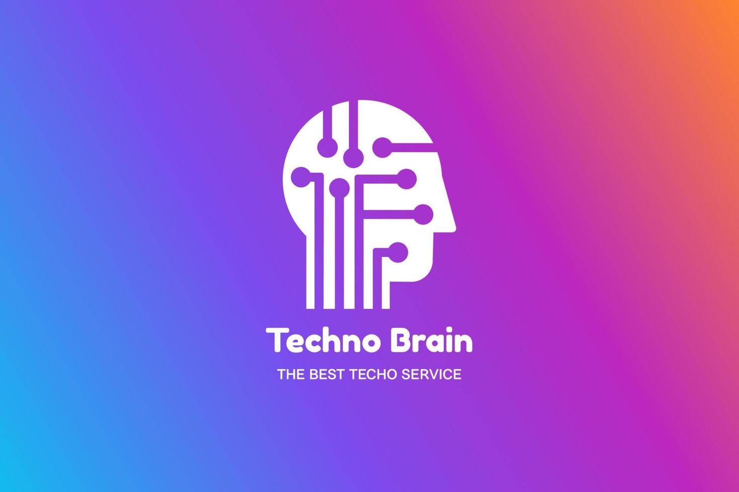 Techno-Gehirn-Negativraum-Logo-Konzept vektor