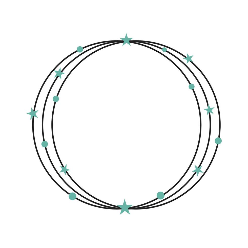 cirkel monogram ram med prickar och stjärnor vektor