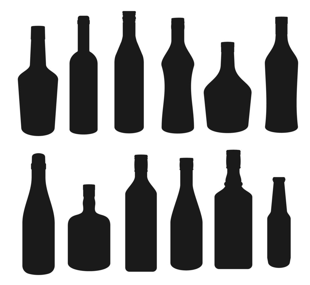 getränke und alkohol getränkeflaschen silhouetten vektor