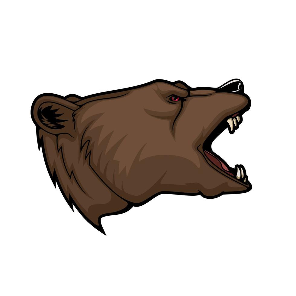 Grizzlybär-Tierkopf-Maskottchen, Jagd und Sport vektor