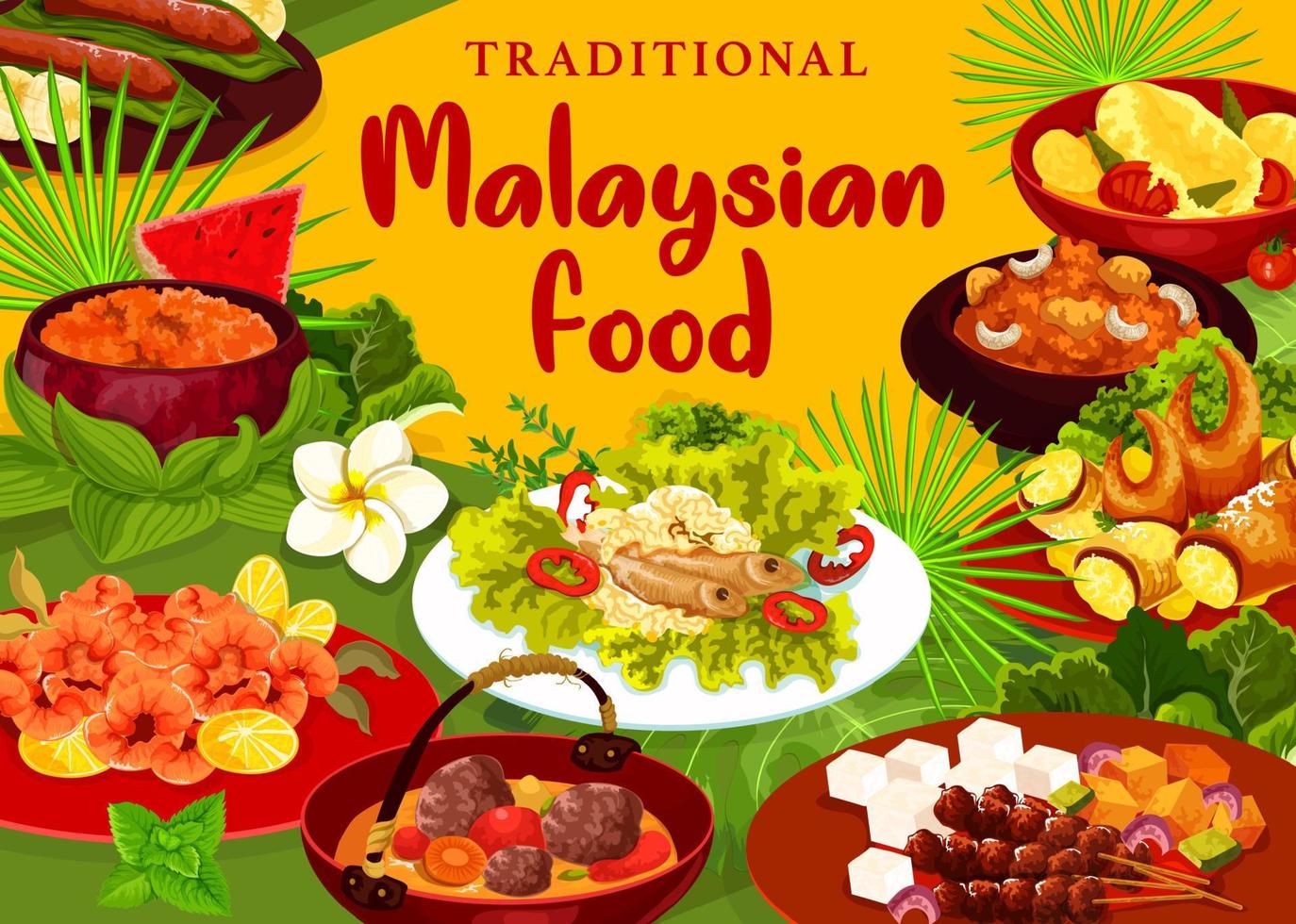 malaysiska restaurang meny vektor omslag