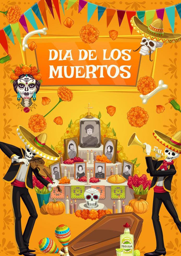 dia de los muertos, dag av pappa skelett fiesta vektor